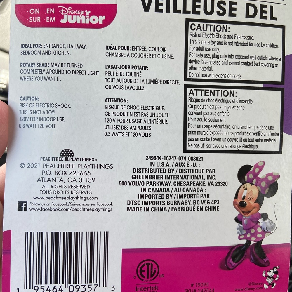 NEW Disney Junior Minnie Mouse LED nightlight - Picture 2 of 2
